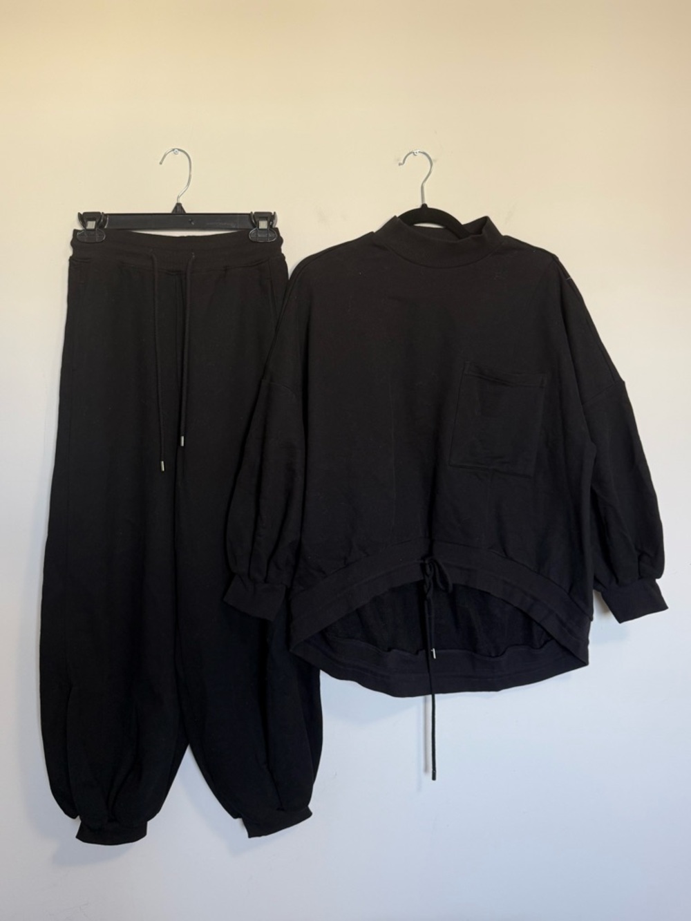 Nap Loungewear Mock neck Sweater Baggy Sweapants Set Black XS